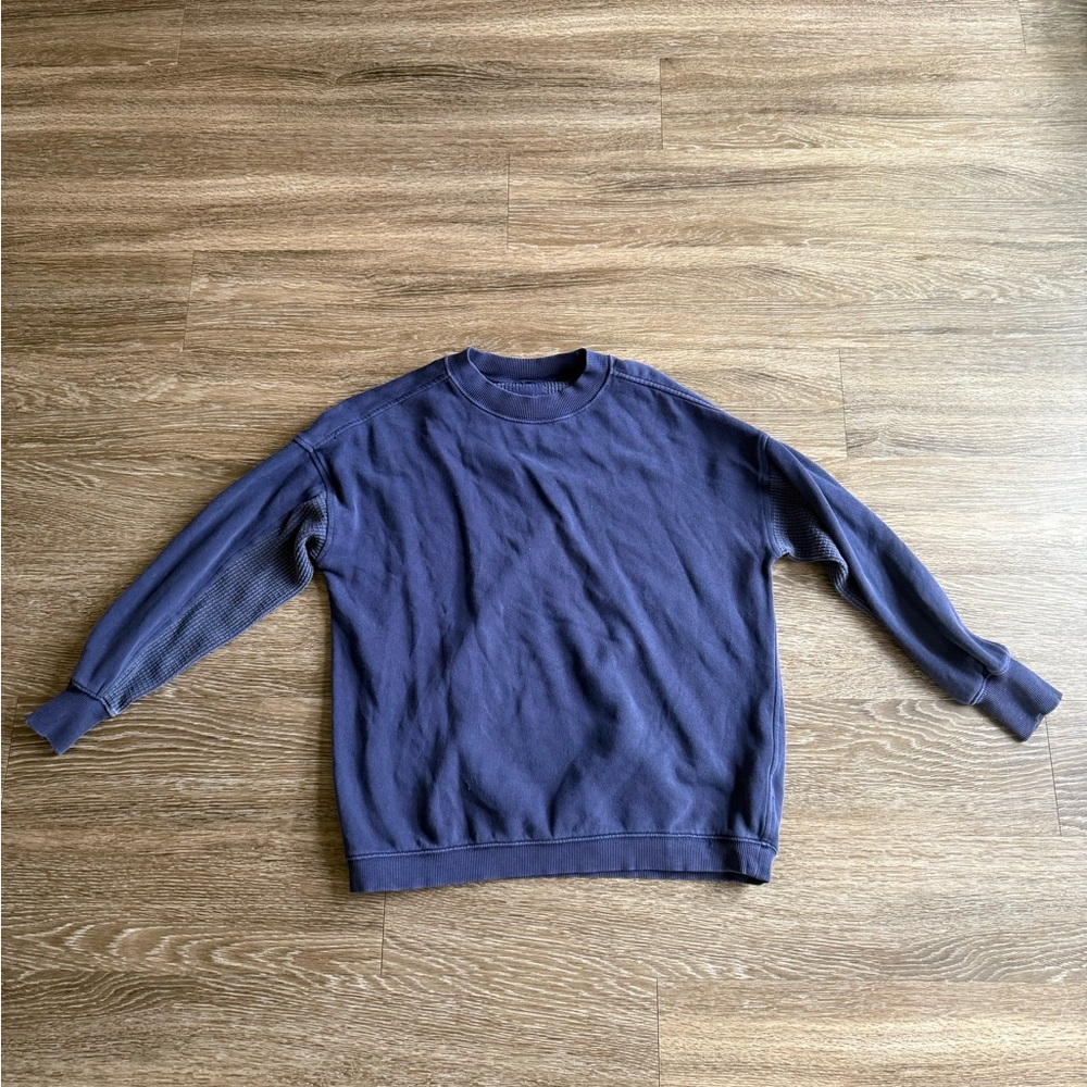 Aerie Navy Waffle Crewneck